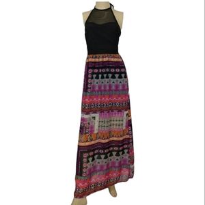CRYSTAL DOLL Maxi Halter Dress Womens Small